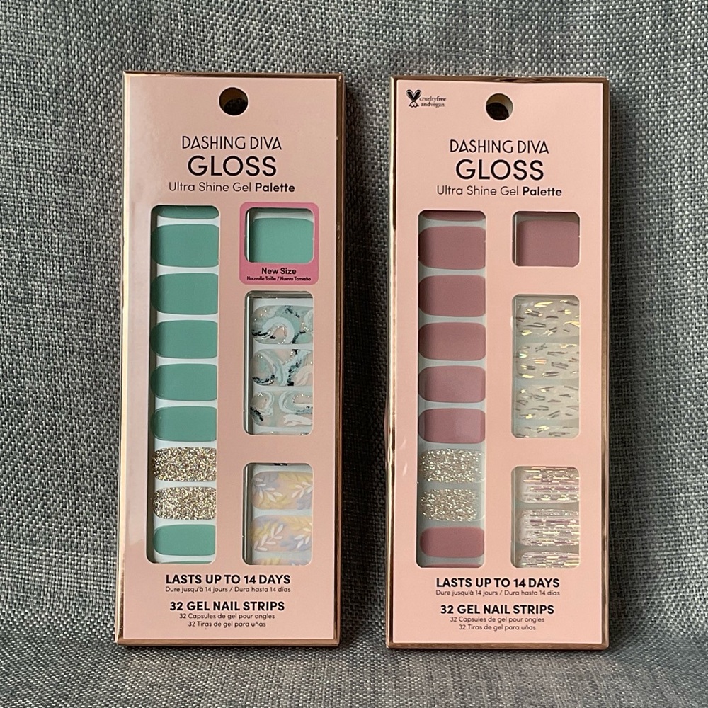 Dashing Diva Gloss Ultra Shine Gel Palette 32 Nail Strips Get Jaded & After Glow